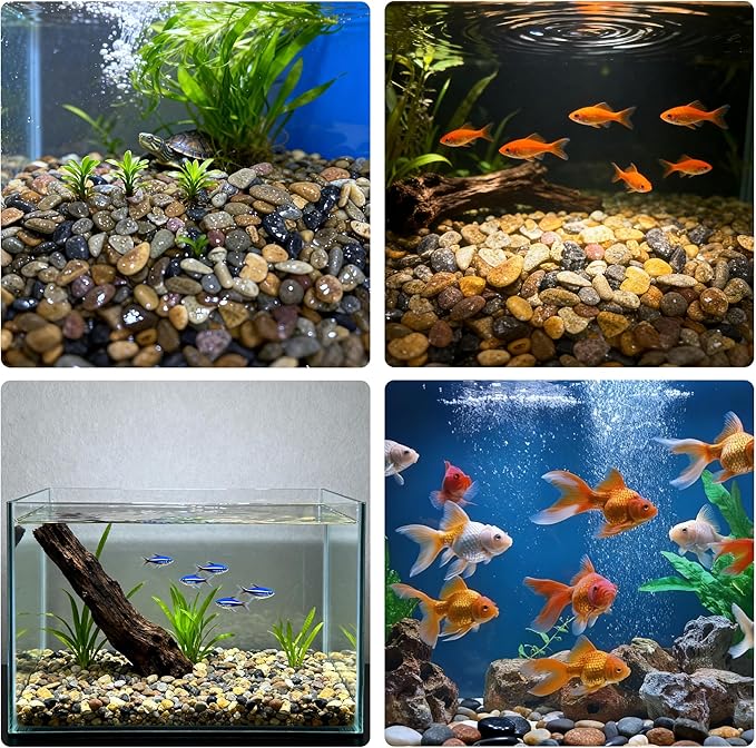 SIDONG 5LB Natural Aquarium Gravel, Small River Rocks for Fish Tank, Garden & Vase Decor - 2/5 Inch Pea Gravel, 8-12mm Polished Stones for Landscaping, Potted Plants, Terrarium