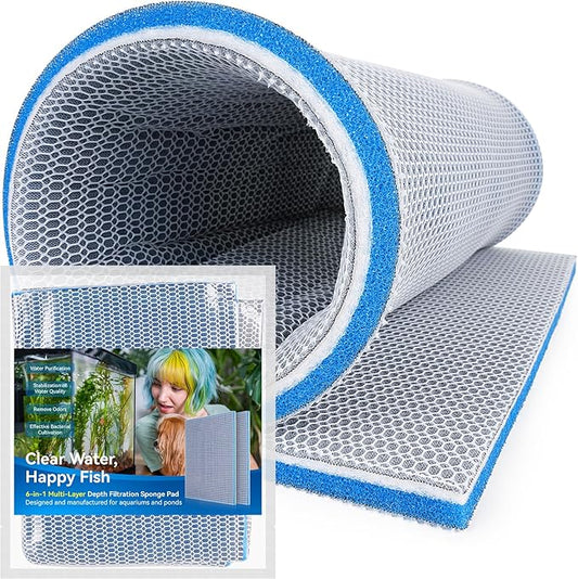 Borlech 8-Layer Fast-Acting Aquarium Filter Pad - Cut-to-Size Aquarium Floss Media for Fish Tank, Pond, Sump - Fast Water Polishing in Hours (19.7"x15.75"x0.6")