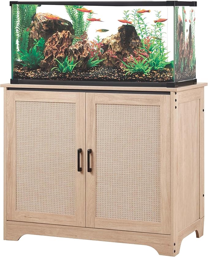 unipaws 20-40 gallon Aquarium Stand, Fish Tank Stand with Storage Cabinet, Wooden Tank Stand for Turtle Tank, Reptile Terrarium, Nature