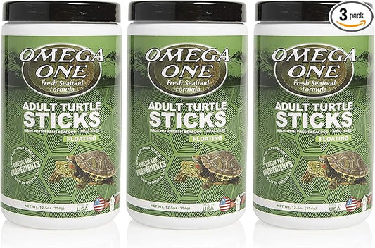 Omega One 3 Pack of Natural Protein Formula Adult Turtle Sticks, 12.5 Ounces Each