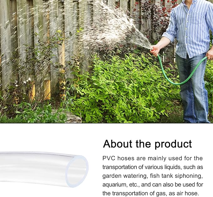 Clear Plastic PVC Tubing Flexible Vinyl Tube, [for Garden Irrigation Water Hose, Fish Tank, Aquarium] - 19mmx24mm/10ft(3meter)