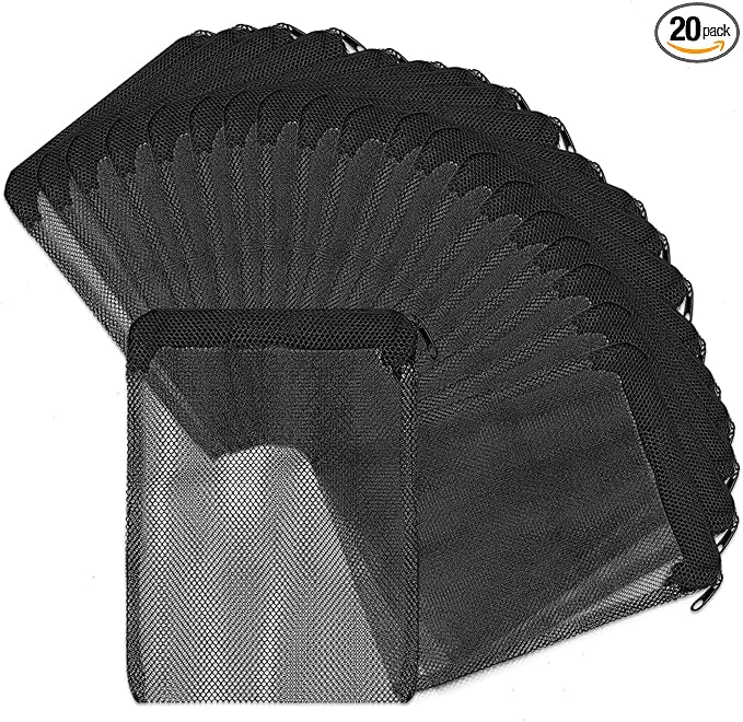20PCS Aquarium Filter Media Bags for Aquarium with Zipper, Fine Mesh Bag Reusable Strong Polyester for Activated Carbon, Bio Filter Balls, Ceramic Rings, Filter Stones 7.8" x 5.9"