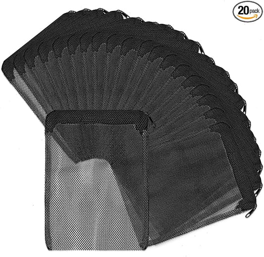 20PCS Aquarium Filter Media Bags for Aquarium with Zipper, Fine Mesh Bag Reusable Strong Polyester for Activated Carbon, Bio Filter Balls, Ceramic Rings, Filter Stones 7.8" x 5.9"