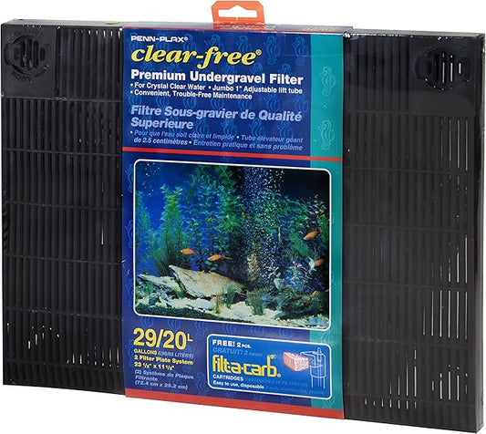 Penn-Plax Undergravel Aquarium Filter for 20 (Long) - 29 Gallon Tanks – Two 14” x 11.1” Plates – Under Gravel System for Clear, Clean Water – Safe for Freshwater and Saltwater Tanks