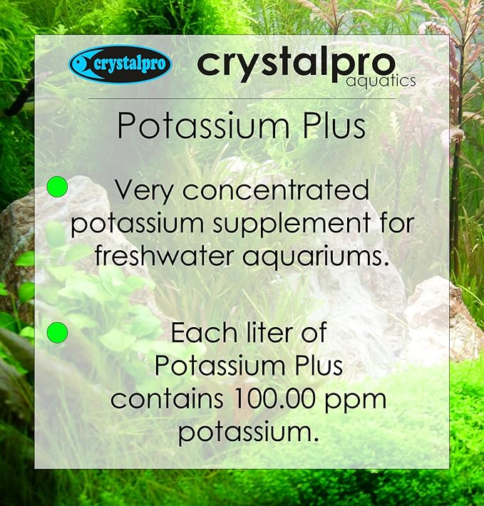 Crystalpro Potassium Plus 4.22 Oz - Contains 100.000 ppm Potassium Supplement for Freshwater Aquarium Plant Fertilizer (125ml)