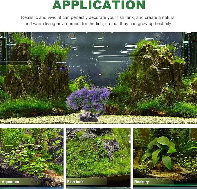 Ipetboom 1PC Aquarium Plants Fish Tank Decoration Artificial Fish Tank Decorations for Household and Office Aquarium Simulation Fish Tank Accessories Aquarium Ornament Fake Purple Bonsai