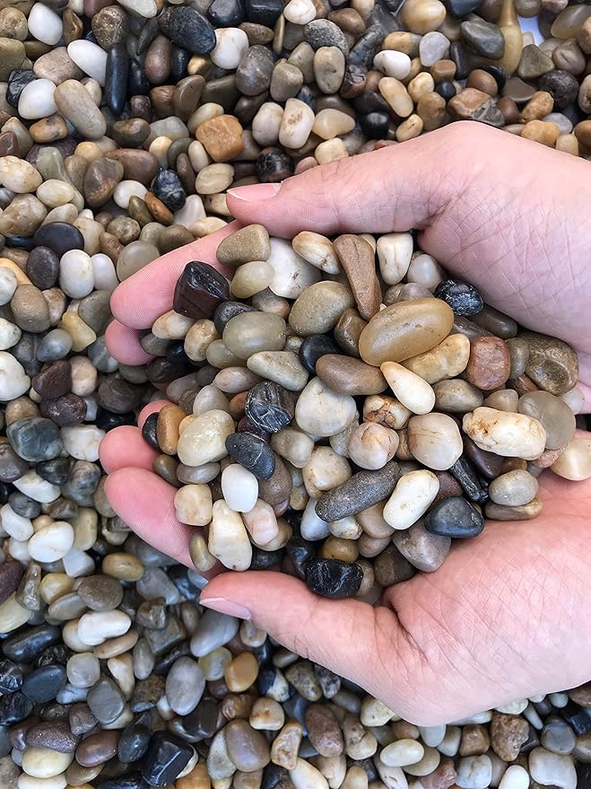 Voulosimi 18 LBS River Rock Stones, Natural Decorative Polished Mixed Pebbles Gravel,Outdoor Decorative Stones for Plant Aquariums, Landscaping, Vase Fillers