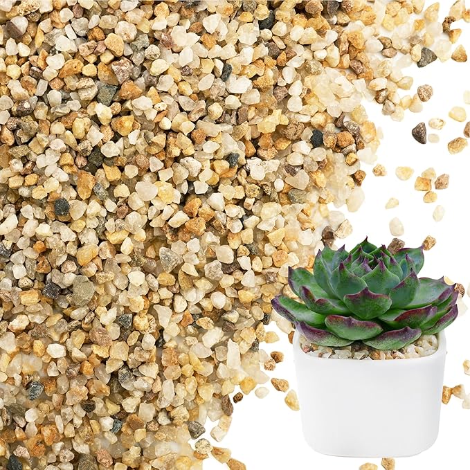NUPICK 1-3mm Coarse Sand for Plants, 5lb Horticultural Grit for Aquariums, Succulents, Desert Silica Sand for Cactus, Decorative Gravel for Vases Filler, Gold Grit for Bonsai, Landscaping