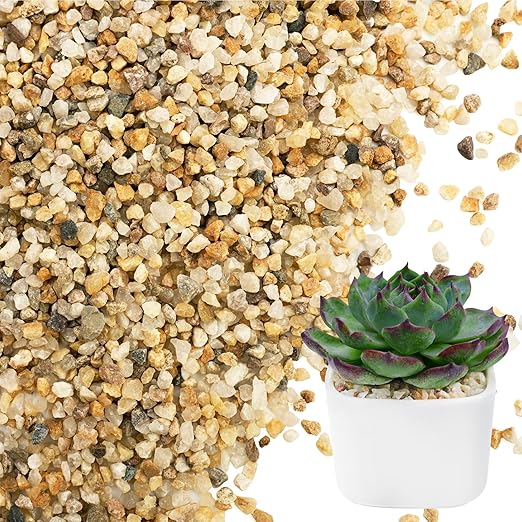 NUPICK 3-5mm Coarse Sand for Plants, 6lb Horticultural Grit for Succulents, Desert Silica Sand for Cactus, Decorative Gravel for Landscaping, Gold Grit for Aquariums, Bonsai, Vases Fillers