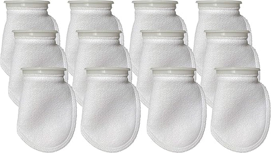 Sock Filters - 200 Micron - Aquarium Felt Filter Bags - Custom Made in USA (4 Inch Ring by 8 Inch Long 12 Pack)