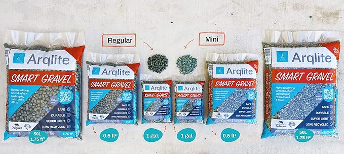 Arqlite Smart Gravel Eco Friendly Plant Drainage for Healthy Roots, Cactus, Succulents, Small Pots (1 Gal, Mini Size Bag)