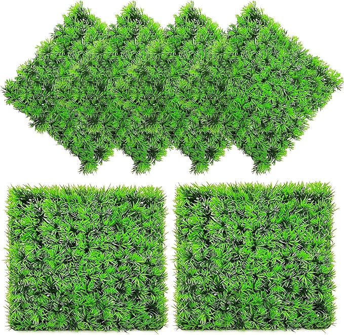 kathson 6 PCS Aquarium Grass Mat Decorations,Artificial Plastic Plant Lawn for Fish Tank Plants Landscape Ornament,Fish Tank Decor Green Carpet with Suction Cups for Freshwater & Saltwater