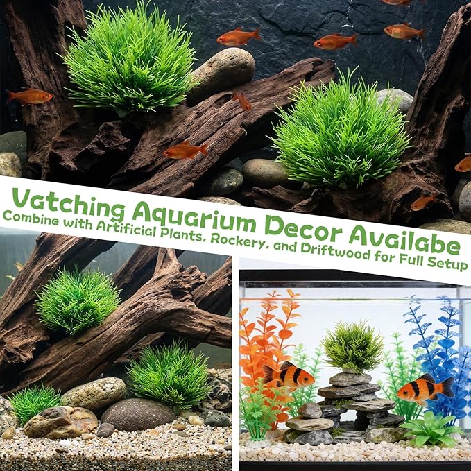 2Pcs Aquarium Décor Plastic Plants for Fish Tank, Green Natural Plastic Aquarium Plants, 3.5inch Fake Grass Ornament Plastic Artificial Plant Goldfish Waterscape Fish Hides Mini Grass Set
