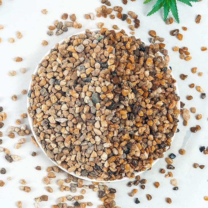 10 lbs Aquarium Gravel, 3-6mm Fish Tank Gravel, Succulent Cactus Pea Gravel for Indoor Plants, River Rocks for Gardening, Flower Pots, Vase Fillers, Garden Landscaping