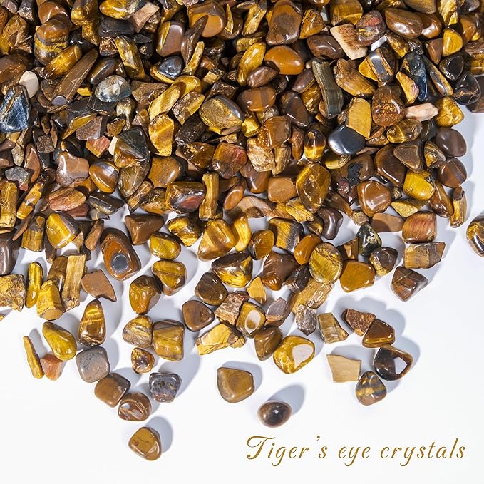 Yellow Tiger Eye Chips Bulk, Poshlished Healing Gemstone, DIY, Vase Filler, Succulent Soil, Creative Pebble, Potting Mix, Garden Decor, Aquarium Gravel & Fish Tank Rocks(Yellow Tiger Eye，1Pound)