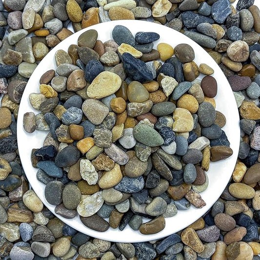 SIDONG 5LB Natural Aquarium Gravel, Small River Rocks for Fish Tank, Garden & Vase Decor - 2/5 Inch Pea Gravel, 8-12mm Polished Stones for Landscaping, Potted Plants, Terrarium