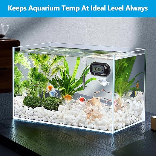 DaToo Aquarium Thermometer with Large LCD Display Fahrenheit/Celsius(℉/℃) Fish Tank Thermometer for Aquarium Reptile Terrarium Digital Water Thermometer with Suction Cup