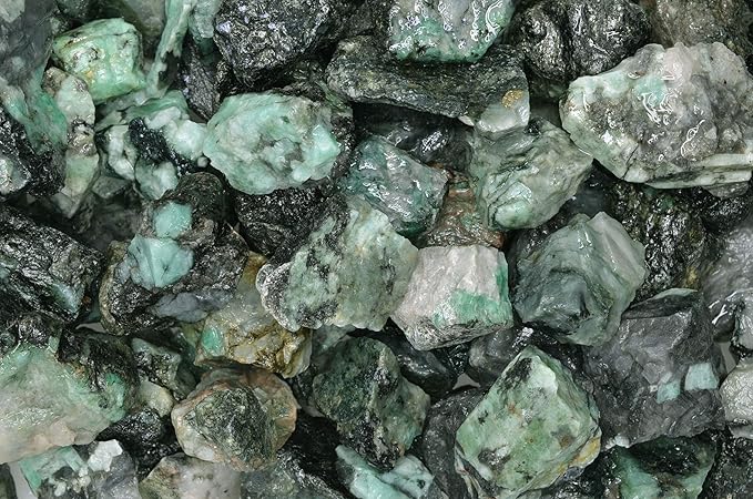 Fantasia Materials: 1 lb of Emerald Rough Stones from Brazil - Grade 1