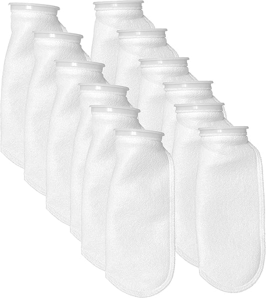 Sock Filters - 200 Micron - Aquarium Felt Filter Bags - Custom Made in USA (4 Inch Ring by 14 Inch Long 12 Pack)