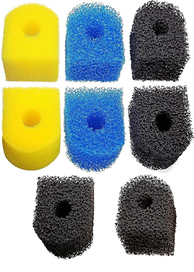 Aquarium Filter Replacement Sponge, Fish Tank Filter Replacement Parts, 3-Stage in-Tank Filter 130GPH 10-40 Gallon Fish Tanks (2 Coarse Sponge, 4 Black Sponge, 2 Fine Sponge)