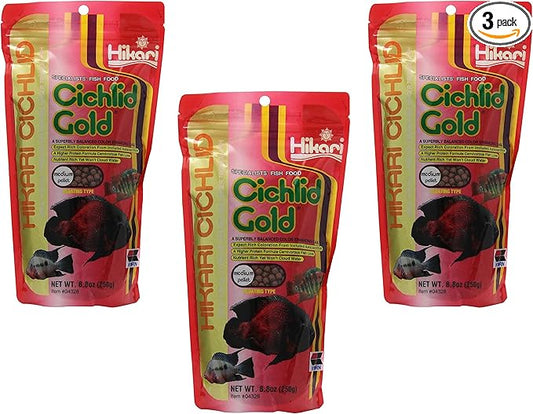 HIKARI (3 Pack) 8.8-Ounce Cichlid Gold Floating Pellets for Pets, Medium