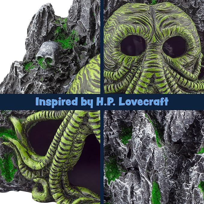 Toy Vault Cthulhu Monster Aquarium Cave Hideaway Fish Tank Decor, H.P. Lovecraft Themed