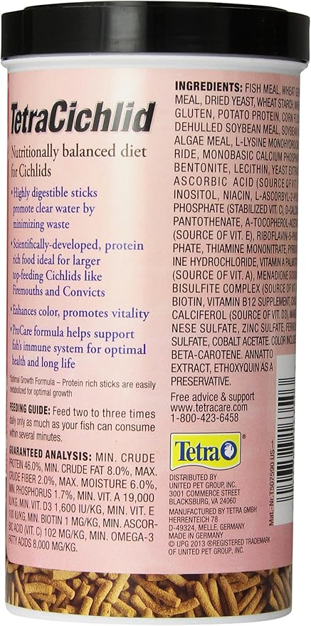 Tetra TetraCichlid Floating Cichlid Sticks 11.3 Ounces, Pond Fish Food, Nutritionally Balanced (Pack of 2)