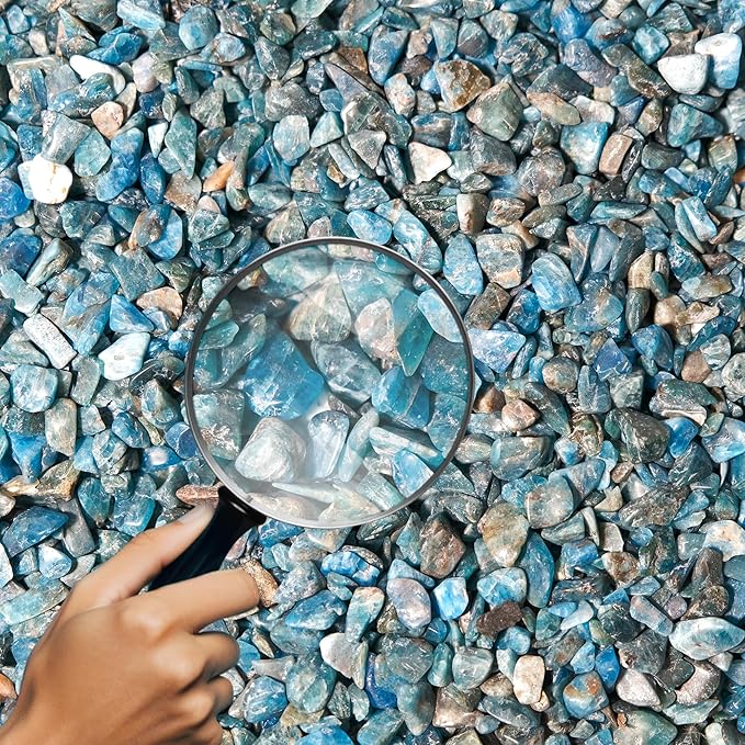 Apatite Crystal Chips 2lbs (1800+ Pieces) – 5-8mm Natural Blue-Green Gemstones for Aquarium Gravel, Terrarium Decor, Plant Drainage, Jewelry Making & Spiritual Gifts