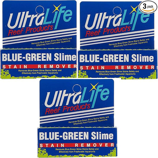 UltraLife Blue Green Slime (3 Packs) Stain Remover for Safe Slime Cleaning in Freshwater Aquariums - Each Treats 150 Gallons (3 Items)