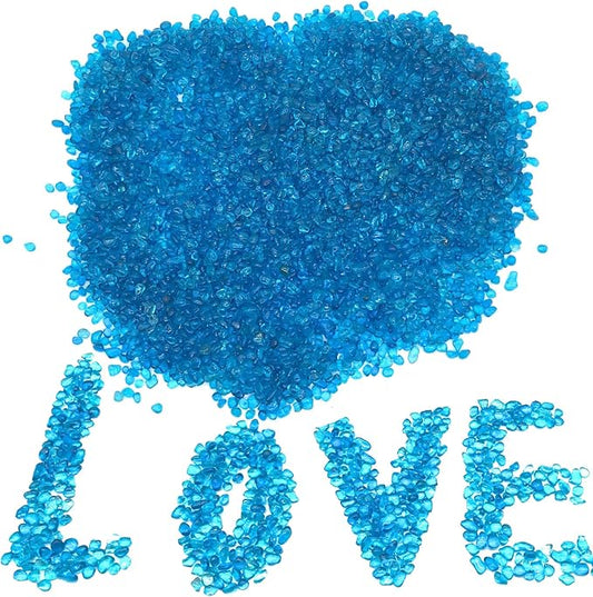 2 Pounds Landscape Glass Pebble Gravel Sand Fit for Aquariums Succulent Plants Terrarium Landscape, Natural Blue