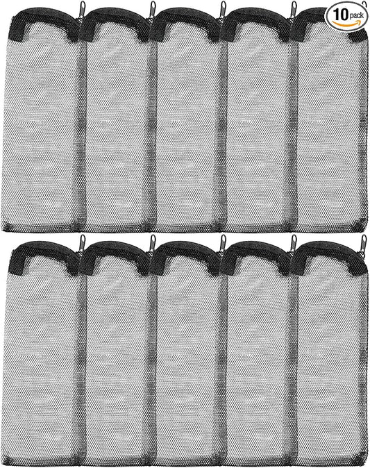 AQUANEAT 10pcs Aquarium Filter Media Bags, Fish Tank Coarse Mesh Bags with Plastic Zipper for Activated Carbon(3" x 8")