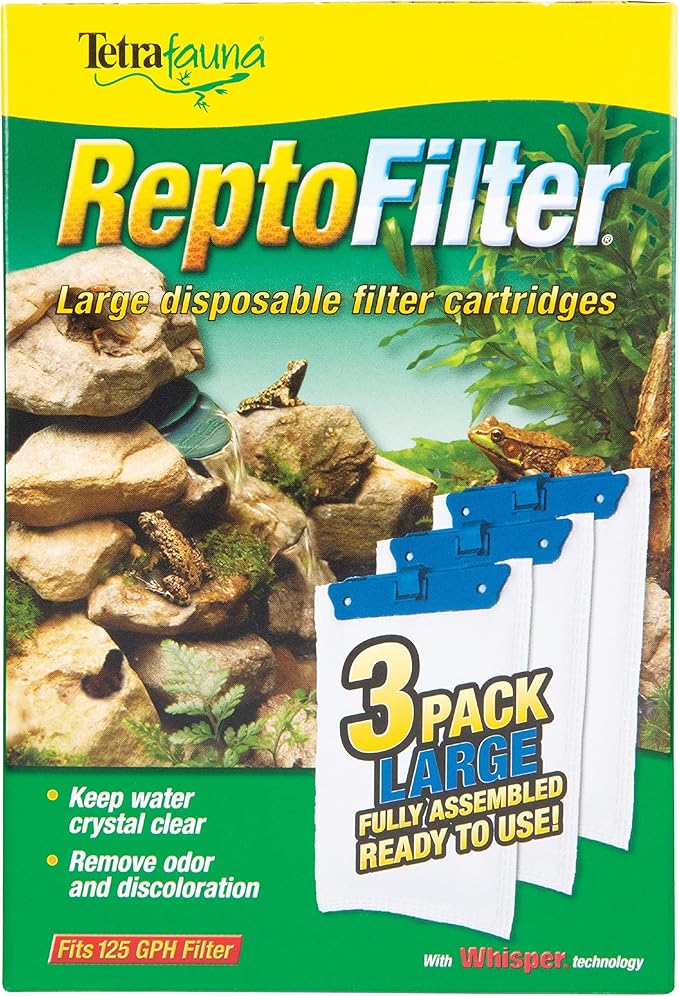 Tetra ReptoFilter Large Filter Cartridges for Terrariums, 3 Count, Fits TetraFauna ReptoFilter 50 gal
