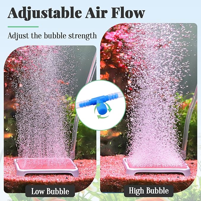 hygger Aquarium Air Stone, 1.65 Inch Nano Air Stone Make Super Tiny Bubble, Ultra Quiet Dissolved Oxygen Diffuser Small Airstone with Stainless Steel Base for Aquarium, Fish Tank & Hydroponic, Square