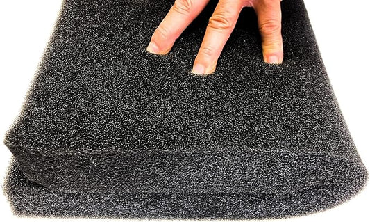 Wave Point Aquarium Filter Sponge Open Cell Foam Sheet Bio Sponge Filter Media Pad HMF Fish Tank Sump Divider 23" x 12.25" x 2" (Black 30PPI)