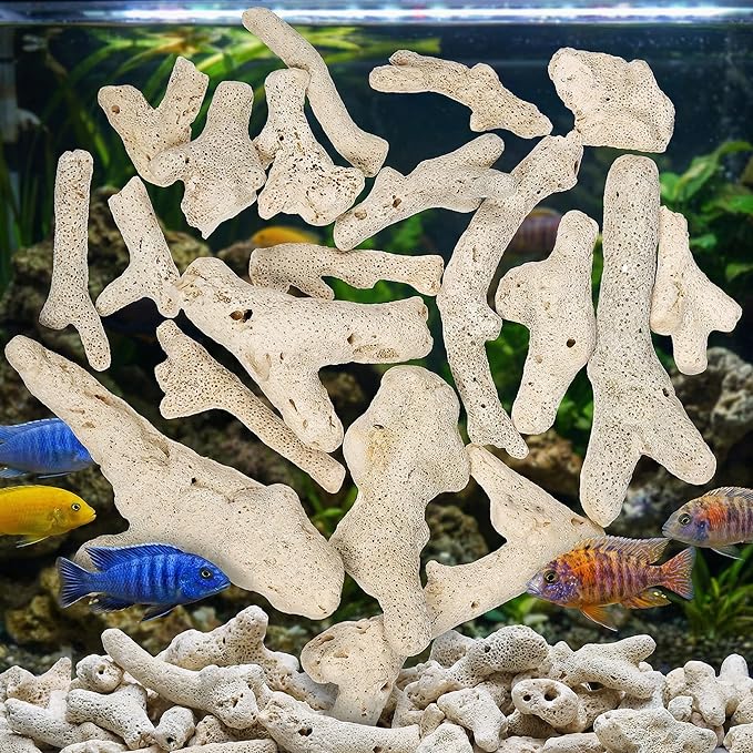iplusmile Aquarium Coral Stone Bottom Gravel 1.77 Inch Natural Fish Tank Filtration Material Decorative Aquarium Stones for Freshwater and Marine Tanks