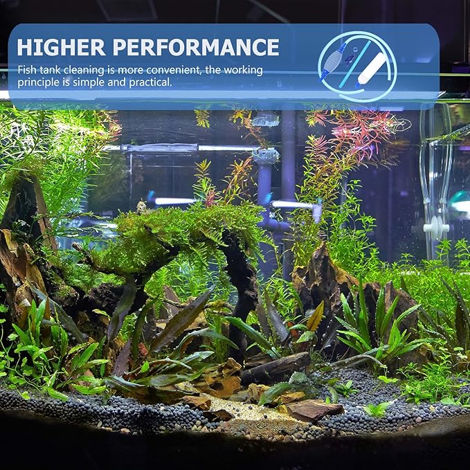 Aquarium Gravel and Water Changer Tool Large Blue Sturdy Siphon Sand Washing Equipment for Fish Tank Cleaning and Maintenance
