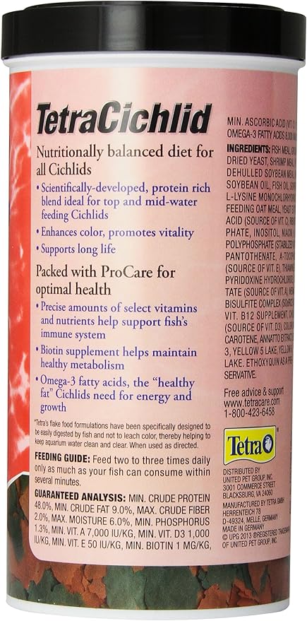 Tetra TetraCichlid Cichlid Flakes, Fish Food, Clear Water Advanced Formula, 5.65 Ounce (Pack of 2)