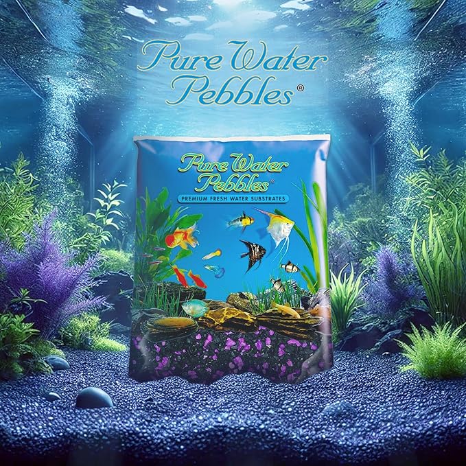 Pure Water Pebbles Blakberry Glo Aquarium Gravel - 5 lbs - Non-Toxic, Colorfast, Vibrant Substrate for Aquariums, Terrariums, Ponds & Crafts