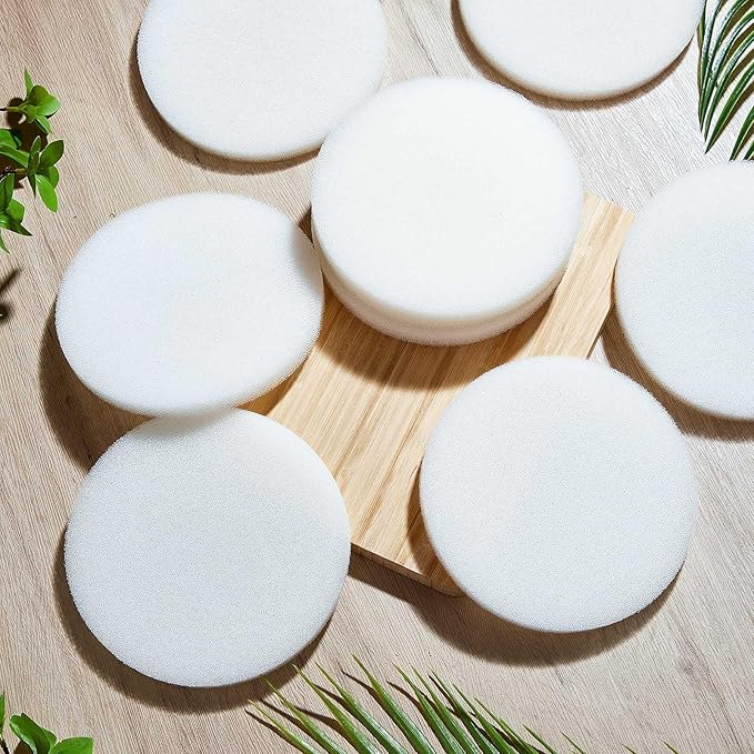Tranqun 24 Pcs Fine Filter Water Polishing Pad Compatible with Fluval Fx4, Fx5, Fx6(24 Pcs,White,7 x 7 x 0.63 Inches)