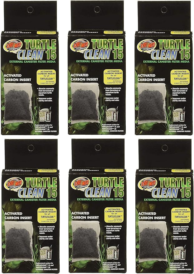 Zoo Med 6 Pack of Turtle Clean 15 Activated Carbon Inserts for All TurtleClean External Canister Aquarium Filters