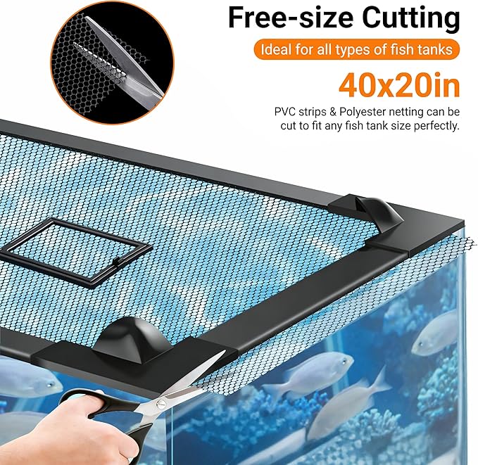 Magnetic Aquarium Lid Fish Tank Top Cover Hood Anti-Jumping Mesh Net for Fishs Tank Top Cover to Protect Fishes Jumping Out of for up to 40 Gallon Fish Tank