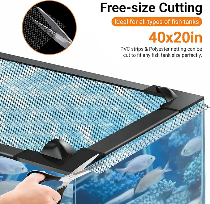 Magnetic Aquarium Lid Fish Tank Top Cover Hood Anti-Jumping Mesh Net for Fishs Tank Top Cover to Protect Fishes Jumping Out of for up to 40 Gallon Fish Tank
