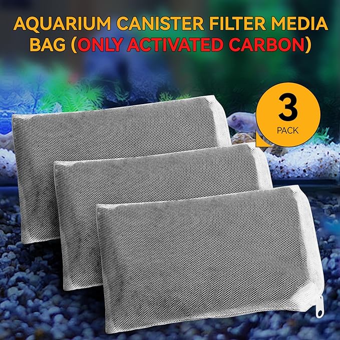 3 Pack 8 Oz Pro-C Aquarium Canister Filter Media Bag (Only Activated Carbon) for Penn-Plax Cascade Filter Parts, Also fits Eheim ECCO, Eheim Pro/Pro II, AquaClear 500 and FilStar Canisters