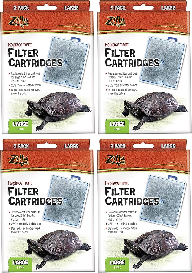 Zilla 12 Pack of Replacement Filter Cartridges, Large, for Deluxe and Premium Aquatic Turtle Kits