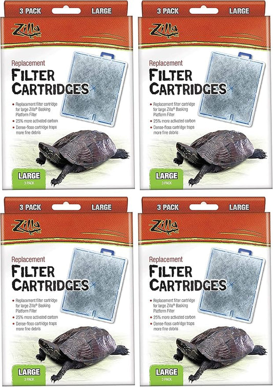 Zilla 12 Pack of Replacement Filter Cartridges, Large, for Deluxe and Premium Aquatic Turtle Kits