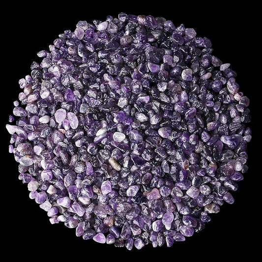 XIANNVXI Amethyst Aquarium Gravel Rocks 1.75lbs Crystal Chips Bulk Natural Tumbled Crushed Stone for Fish Tank Potted Vase Filler Planters Decorative