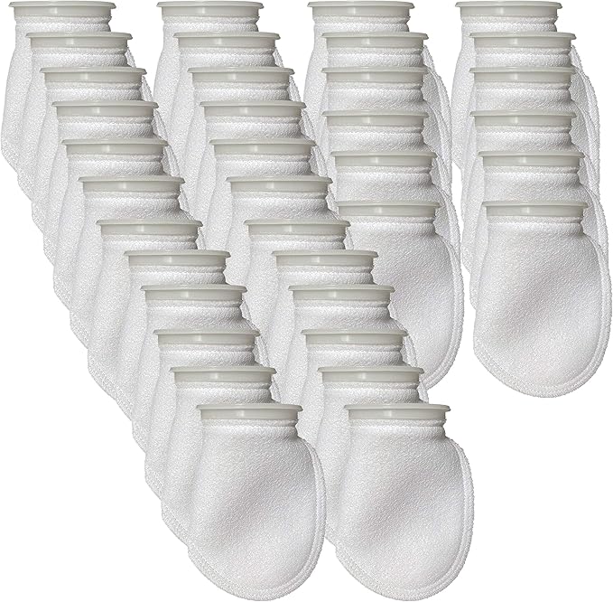 Sock Filters - 200 Micron - Aquarium Felt Filter Bags - Custom Made in USA (4 Inch Ring by 8 Inch Long 36 Pack)