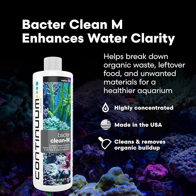 Continuum Aquatics Bacter Clean M for Reef & Marine Aquariums – Loosens Detritus, Cleans Live Rock, Reduces Organic Waste & Enhances Water Clarity Naturally, 20L
