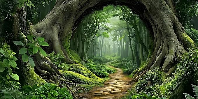Tree Hole Aquarium Fish Tank Background Tropical Forest Plants Reptile Tank Background 24x12 Inches PVC Glass Container Decoration with Tapes