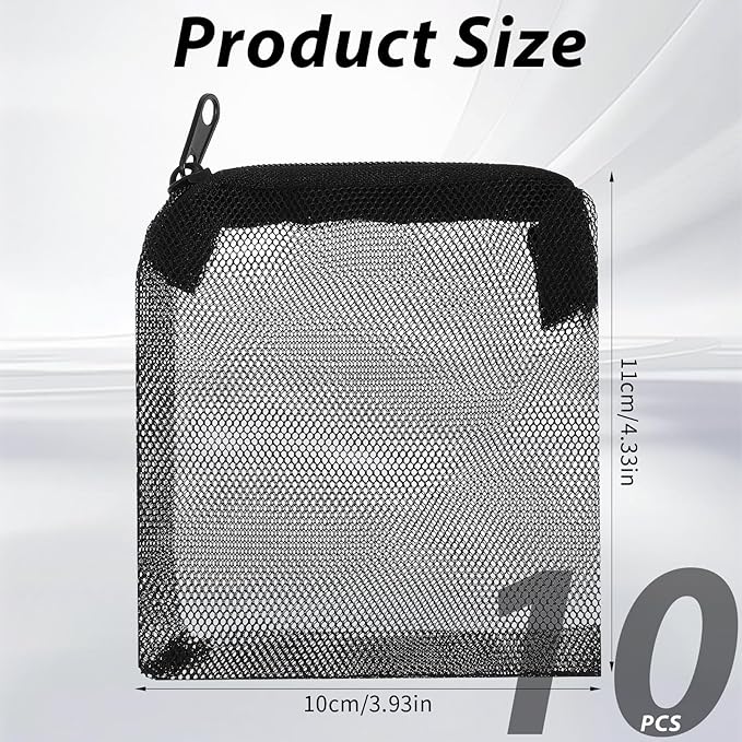 10PCS Aquarium Filter Media Bags, 3x4 Inch Fish Tank Media Mesh Filter Bags, Reusable Mesh Filters Bag for Activated Carbon, Filter-Stones and Ceramic Rings, Black Mesh-Net Filters Bag with Zipper